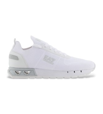 EA7 Sapatos de couro Legacy Knit branco