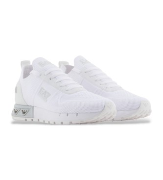EA7 Sapatos de couro Legacy Knit branco