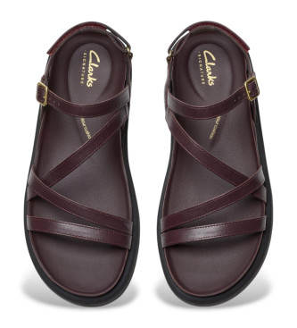 Clarks Aristella Rose bordeauxrode leren sandalen