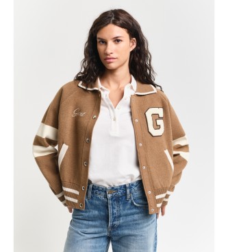 Gant Brown Varsity Knitted Varsity Jacket