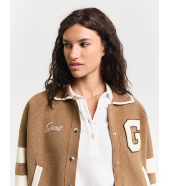Gant Brown Varsity Knitted Varsity Jacket