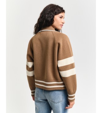 Gant Brown Varsity Knitted Varsity Jacket