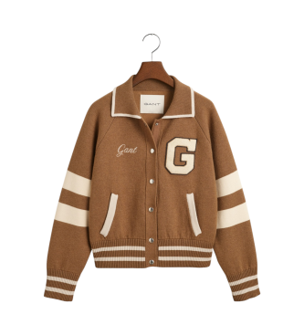 Gant Brown Varsity Knitted Varsity Jacket