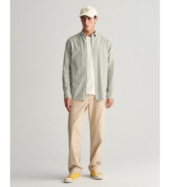 Gant Regular Fit-skjorte i hr og bomuld med grnne striber