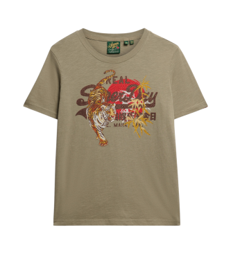 Superdry T-shirt o luźnym kroju z logo Vintage Tokyo zielony