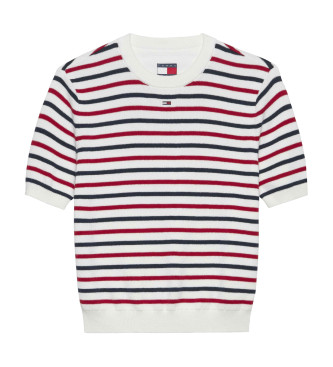 Tommy Jeans Sweter z krótkim rękawem slim fit biały