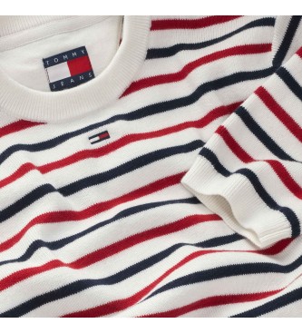 Tommy Jeans Sweter z krótkim rękawem slim fit biały