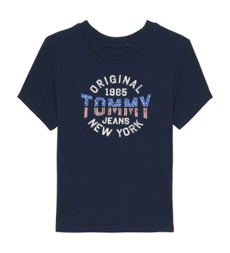 Tommy Jeans Geripptes T-Shirt mit New-York-Marine-Logo