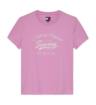 Tommy Jeans Maglietta rosa con logo essenziale