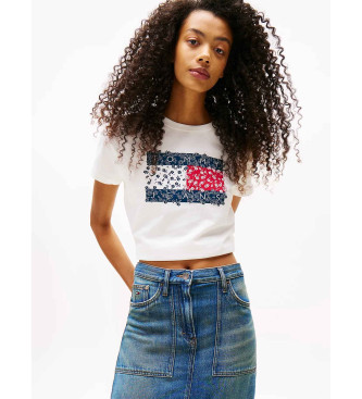 Tommy Jeans T-shirt con logo floreale bianco