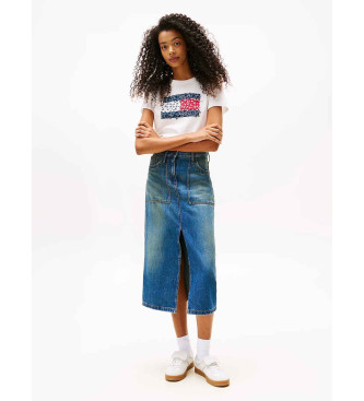 Tommy Jeans T-shirt con logo floreale bianco