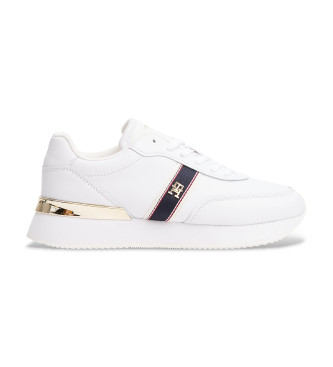 Tommy Hilfiger Leder-Sneakers mit TH-Monogramm-Logo wei