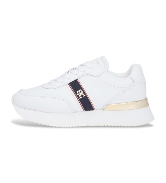Tommy Hilfiger Leder-Sneakers mit TH-Monogramm-Logo wei