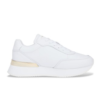 Tommy Hilfiger Leder-Sneakers mit TH-Monogramm-Logo wei