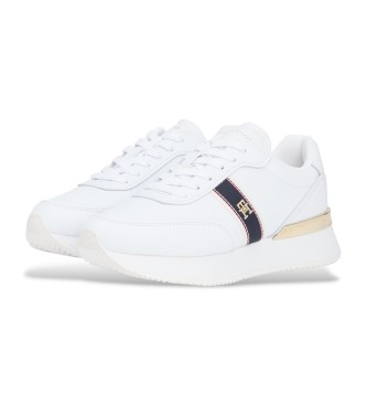 Tommy Hilfiger Leder-Sneakers mit TH-Monogramm-Logo wei
