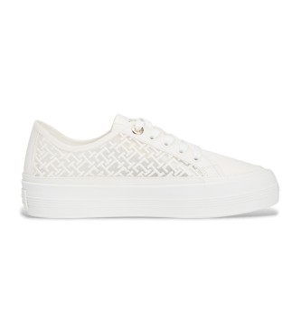 Tommy Hilfiger Baskets en maille avec monogrammes brods en blanc