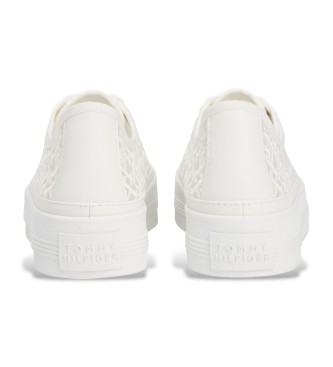 Tommy Hilfiger Baskets en maille avec monogrammes brods en blanc