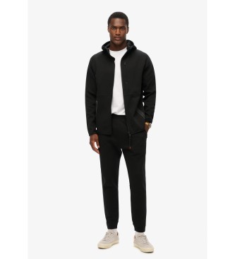 Superdry Casaco com capuz preto, fecho de correr e logtipo Tech black