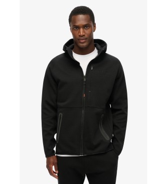 Superdry Casaco com capuz preto, fecho de correr e logtipo Tech black