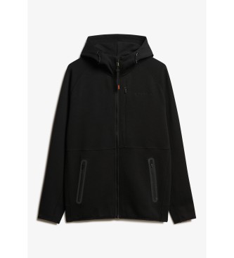 Superdry Casaco com capuz preto, fecho de correr e logtipo Tech black