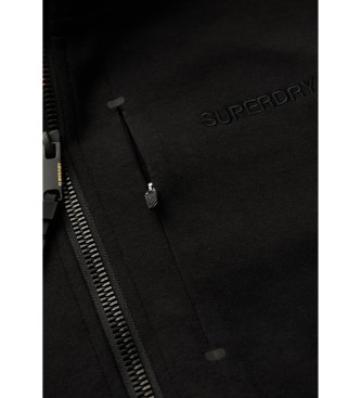 Superdry Casaco com capuz preto, fecho de correr e logtipo Tech black