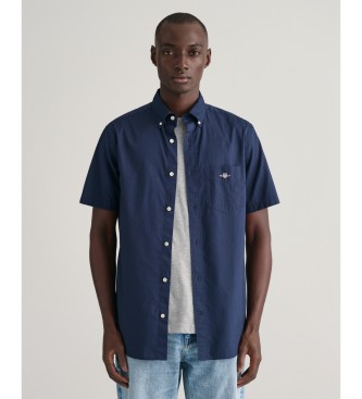 Gant Camicia a maniche corte Regular Fit in popeline blu navy