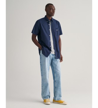 Gant Camicia a maniche corte Regular Fit in popeline blu navy