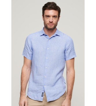 Superdry Camisa informal de lino Studios azul