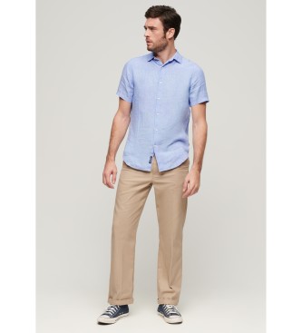 Superdry Camisa informal de lino Studios azul