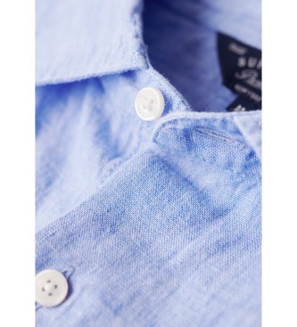 Superdry Camisa informal de lino Studios azul