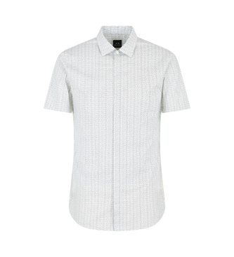 Armani Exchange Camicia a maniche corte in popeline di cotone elasticizzato bianco