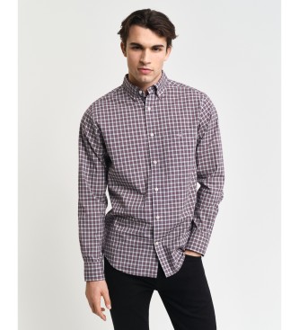 Gant Camisa xadrez pequena de corte regular castanha
