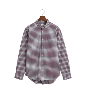 Gant Camisa xadrez pequena de corte regular castanha