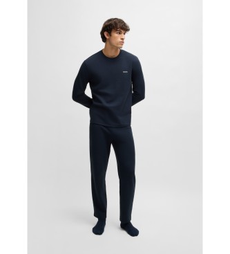 BOSS Maglietta a nido d'ape blu navy