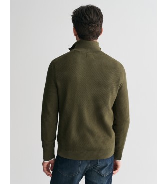 Gant Jersey de algodn con media cremallera y microtextura verde