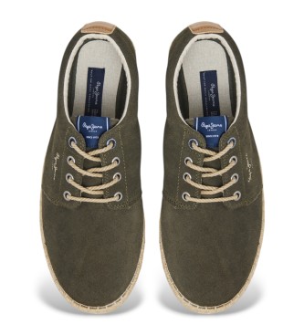 Pepe Jeans Chaussures bluchers en cuir vert de l'ouest touristique