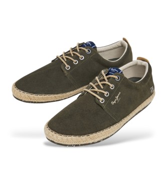 Pepe Jeans Chaussures bluchers en cuir vert de l'ouest touristique