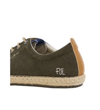 Pepe Jeans Chaussures bluchers en cuir vert de l'ouest touristique