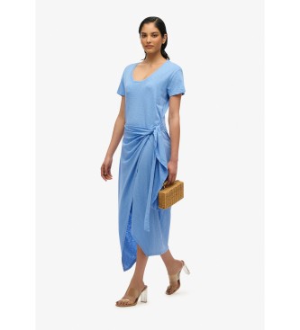 Superdry Robe midi bleu flamm crois
