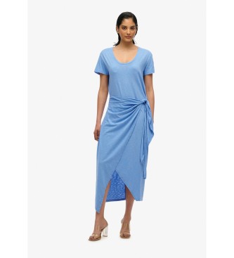 Superdry Robe midi bleu flamm crois