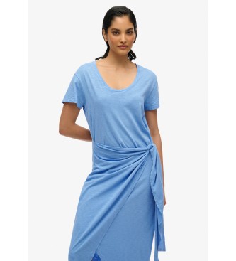 Superdry Robe midi bleu flamm crois