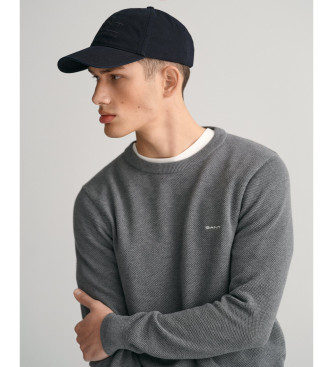 Gant Pull  col ras du cou en piqu de coton gris