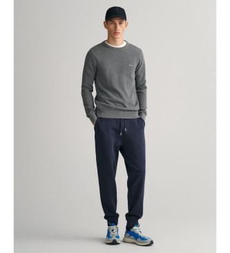 Gant Pull  col ras du cou en piqu de coton gris