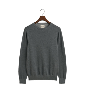 Gant Pull  col ras du cou en piqu de coton gris