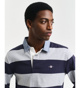 Gant Schweres gestreiftes Poloshirt aus Chambray Grau Polohemd