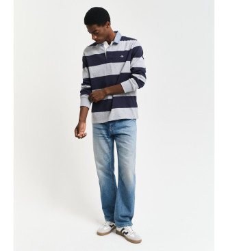 Gant Schweres gestreiftes Poloshirt aus Chambray Grau Polohemd
