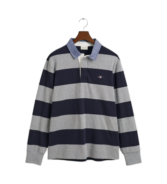Gant Schweres gestreiftes Poloshirt aus Chambray Grau Polohemd