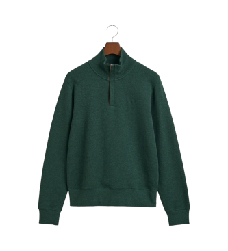 Gant Felpa Sacker Rib con mezza zip in verde