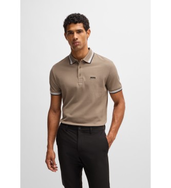 BOSS Polo Paddy en piqué marron
