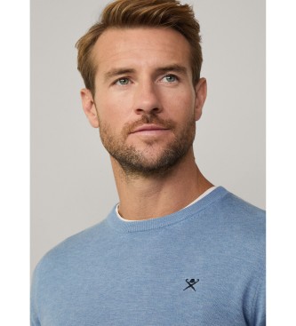 Hackett London Pull en coton et soie bleu